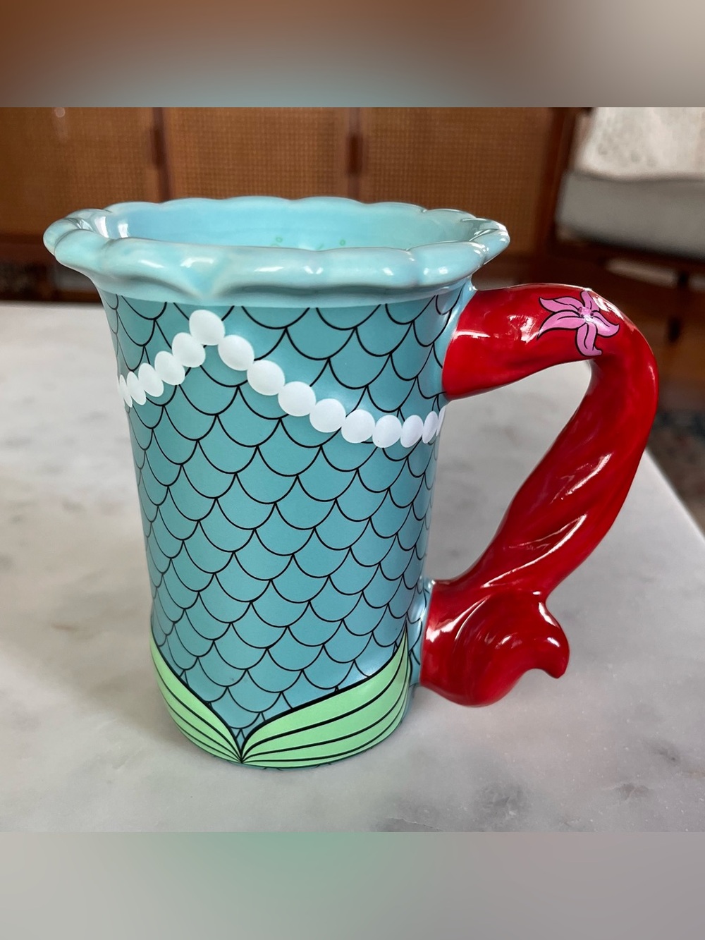 Disney Parks The Little Mermaid Ariel Tail Handle Ceramic Coffee Mug - 5.5 Inch